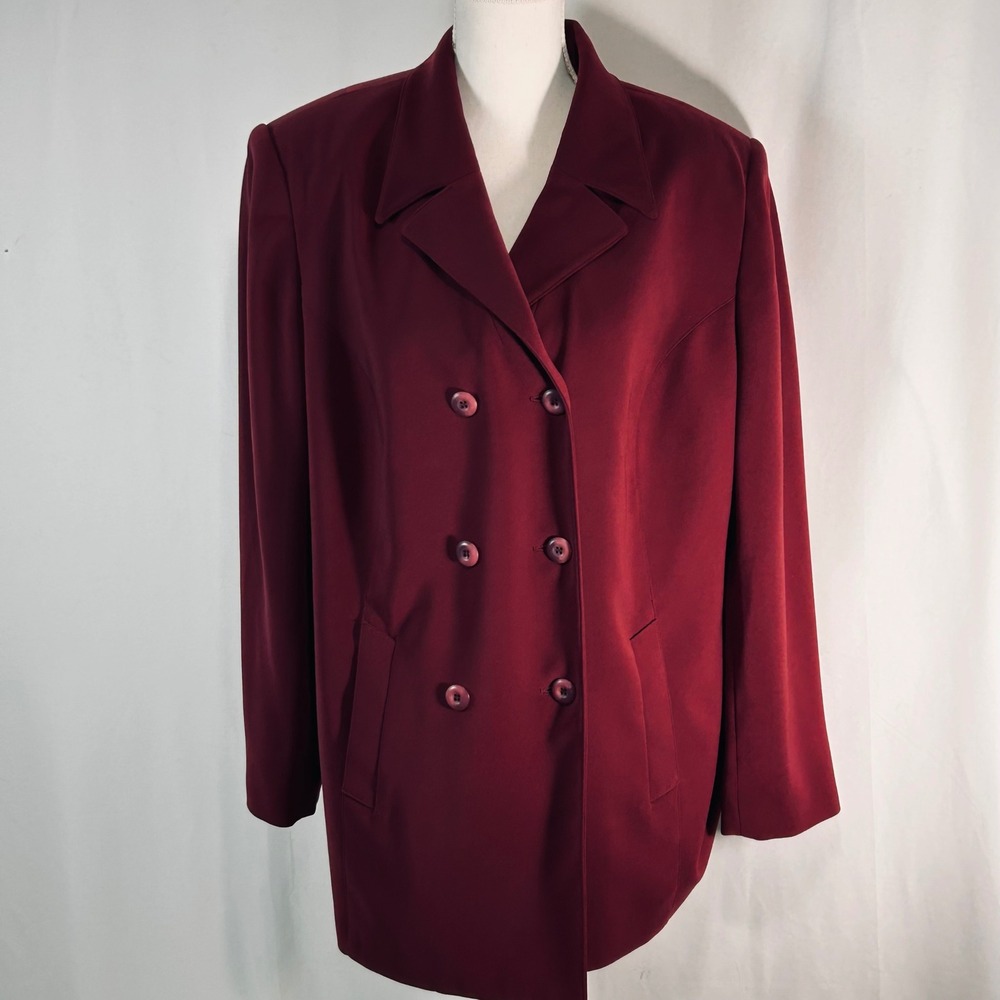Valerie Stevens II Burgundy Double Breasted‎ Blazer Jacket Womens 16W Maroon
